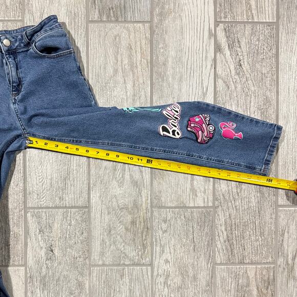 Barbie Girls Denim Jeans Big Girl Size 12 Embellished Patches - Picture 9 of 10